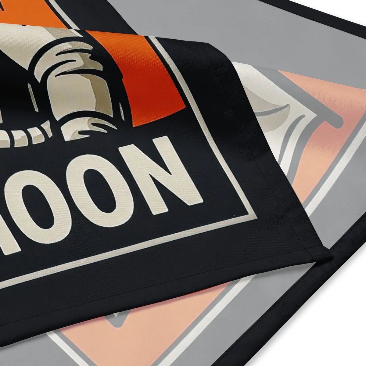 Bitcoin to the moon Bandana in white, fabric and stitching detail (3)