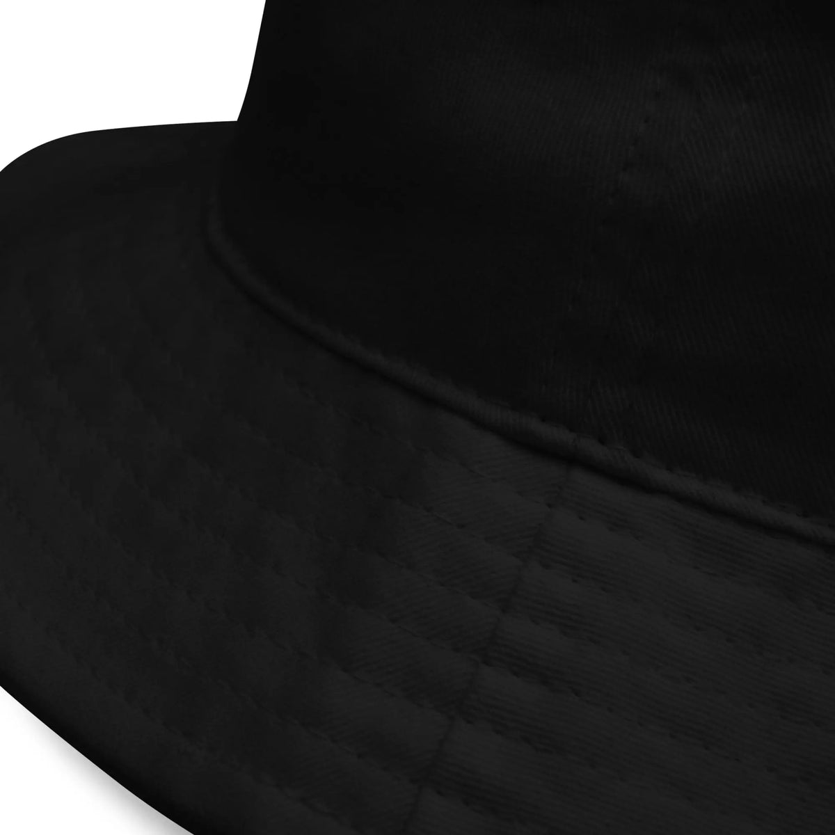 Crypto Bird Bucket hat in black, fabric and stitching detail