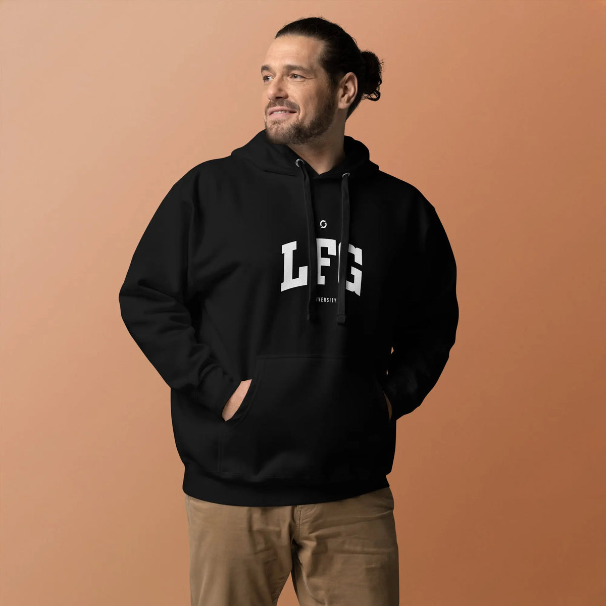 LFG White Print - black pullover hoodie, front view (3)