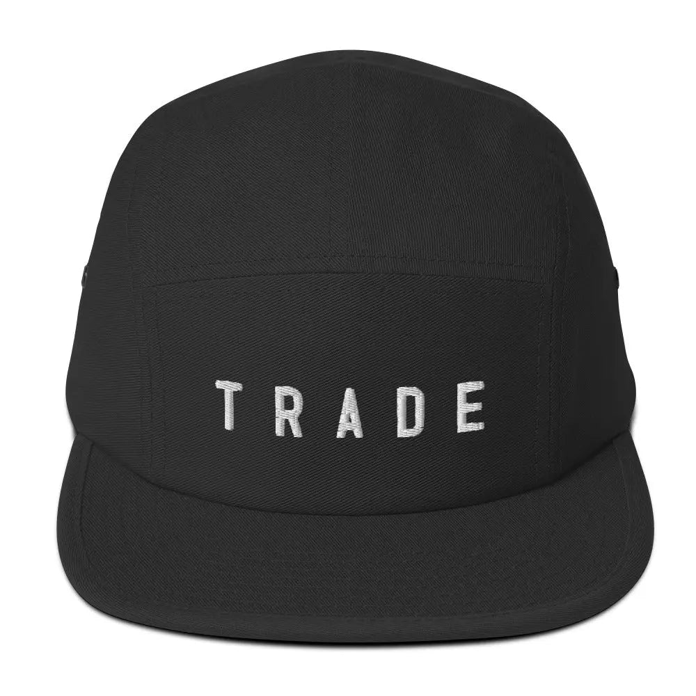 TRADE Five Panel Cap in black, front view (3)