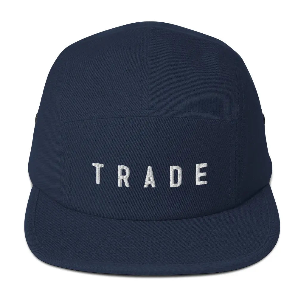 TRADE Five Panel Cap in navy, front view