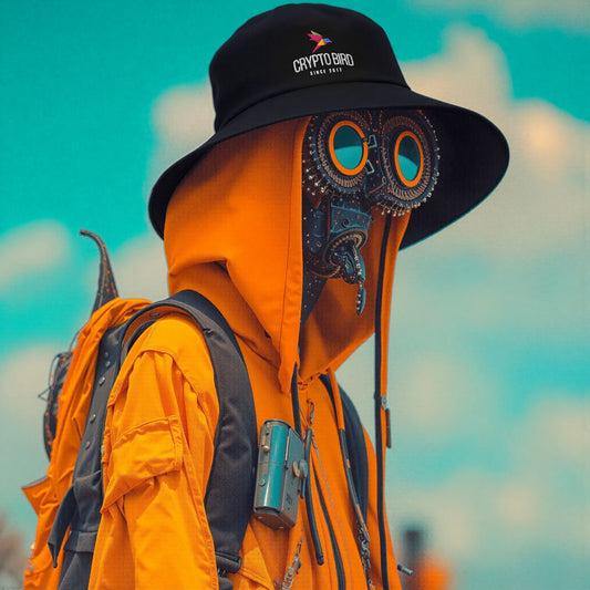 Crypto Bird Bucket hat - design artwork by Coinerstore