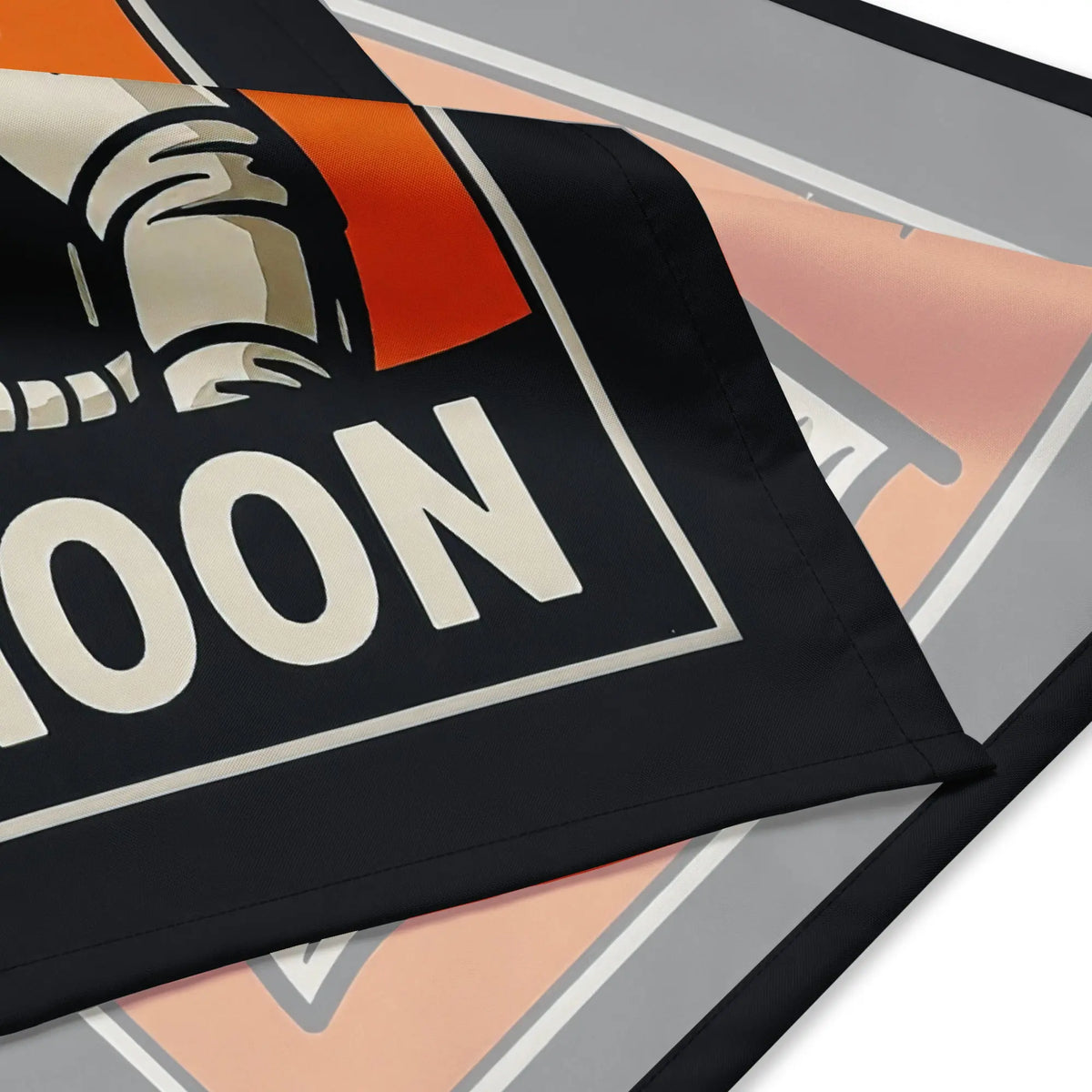 Bitcoin to the moon Bandana in white, fabric and stitching detail (2)