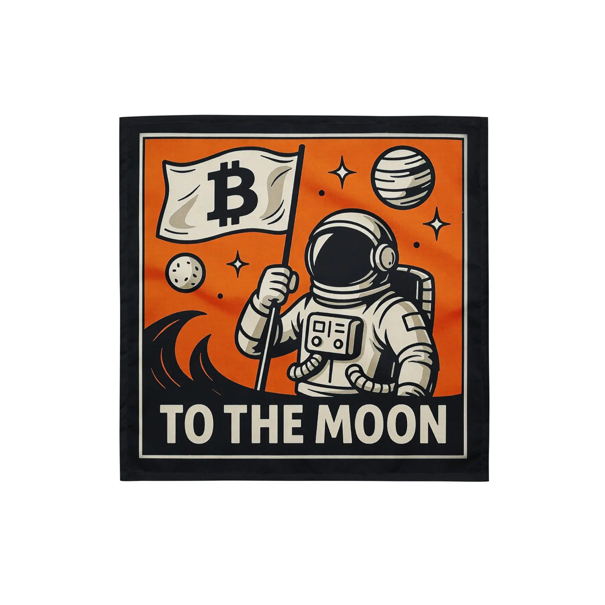 Bitcoin to the moon Bandana in white, front view