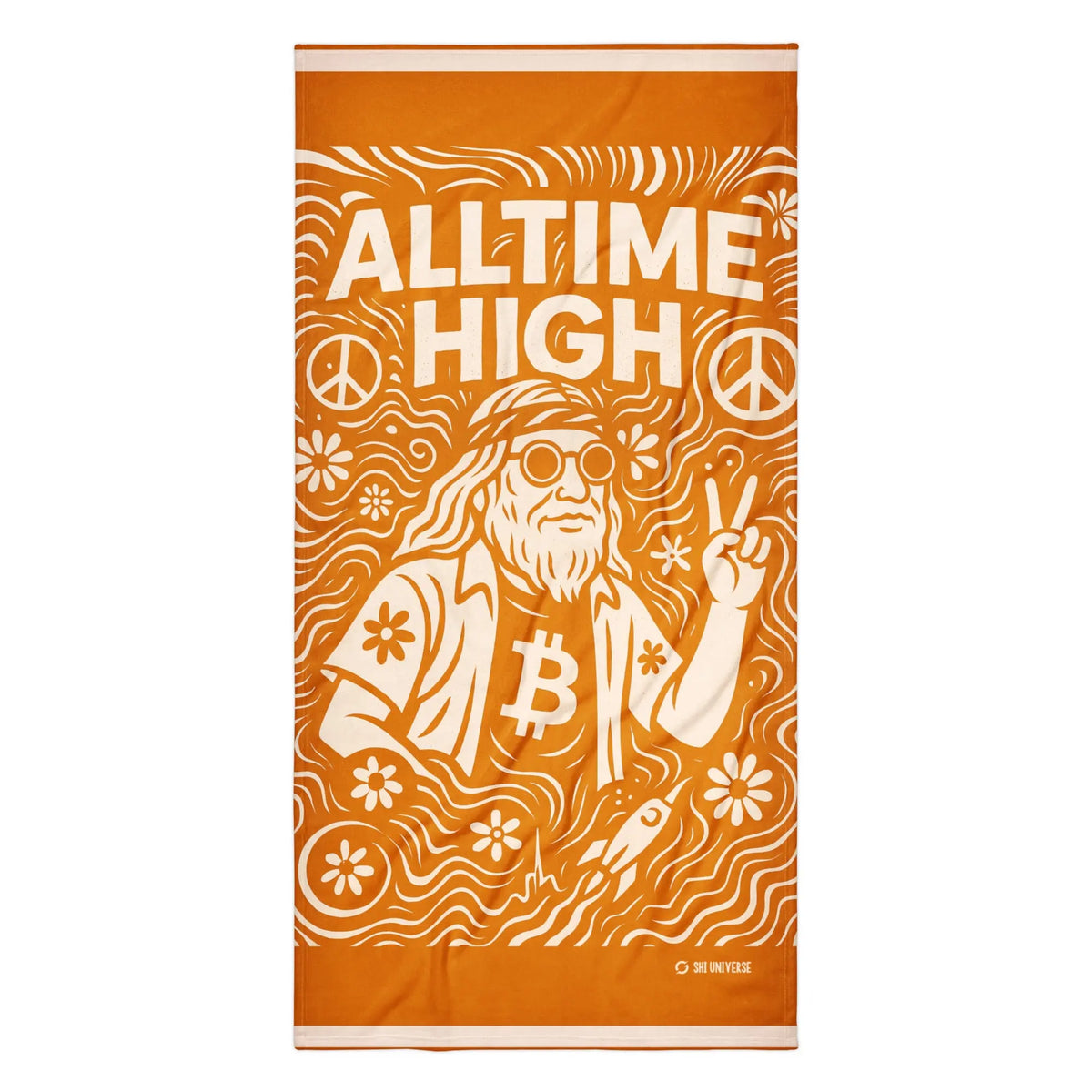 Alltime High Towel - white beach towel, laid flat