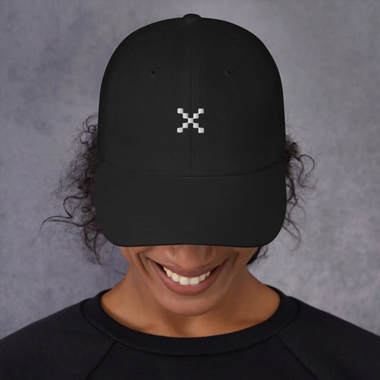 X Dad Cap in black, front view