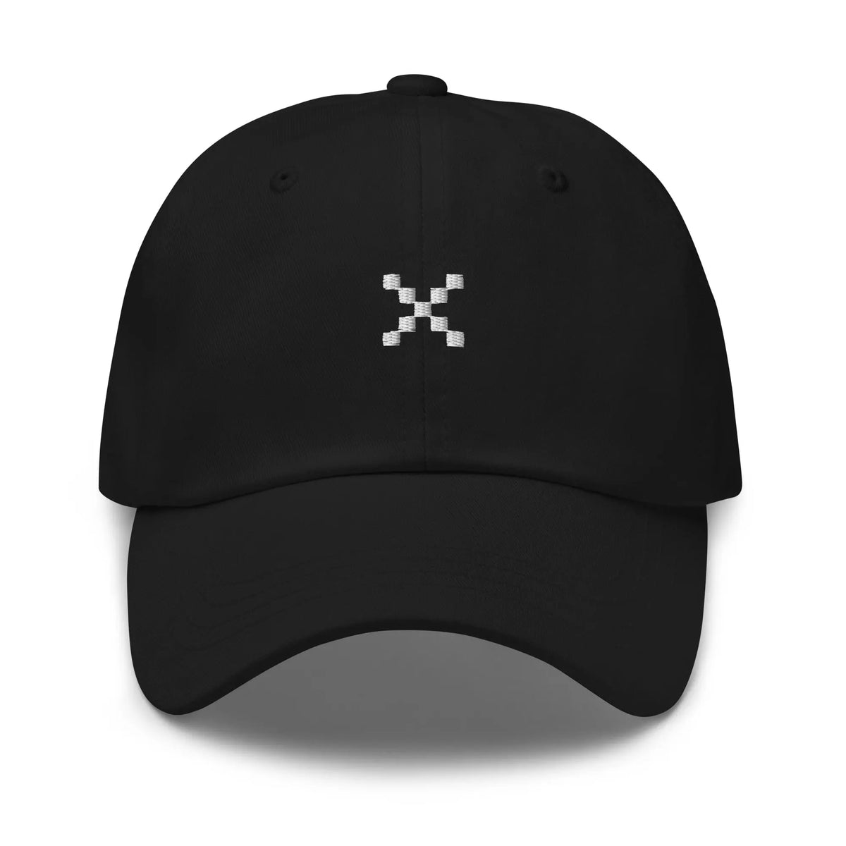 X Dad Cap in black, front view (2)