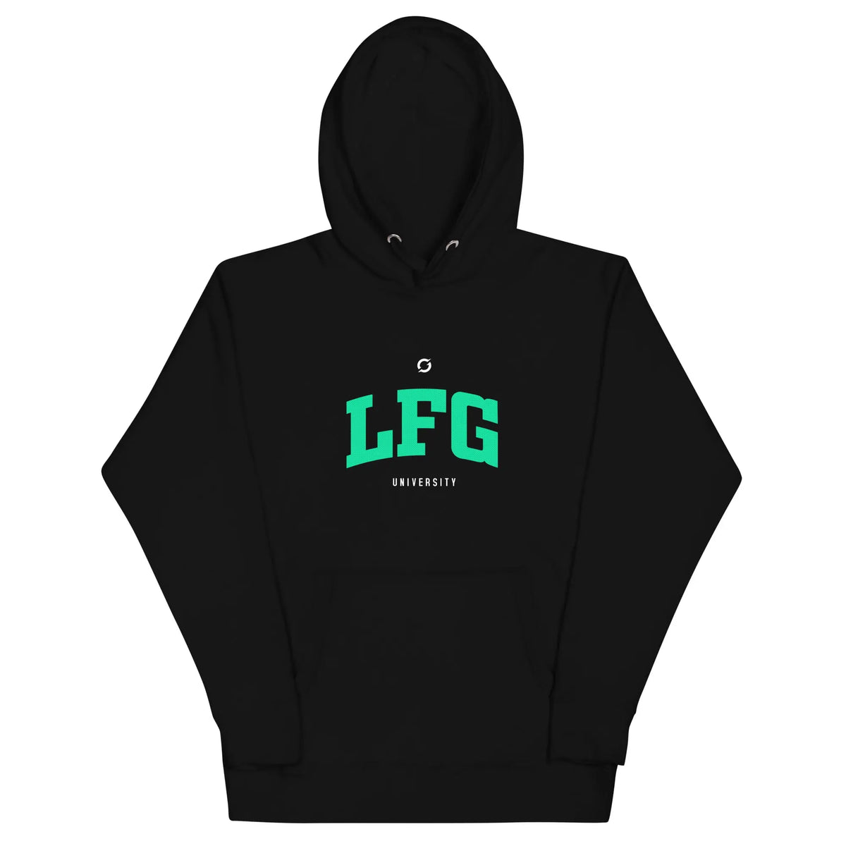 LFG Green Print Hoodie - black pullover hoodie, front view