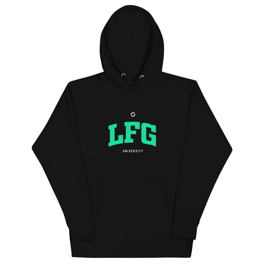 LFG Green Print Hoodie - black pullover hoodie, front view