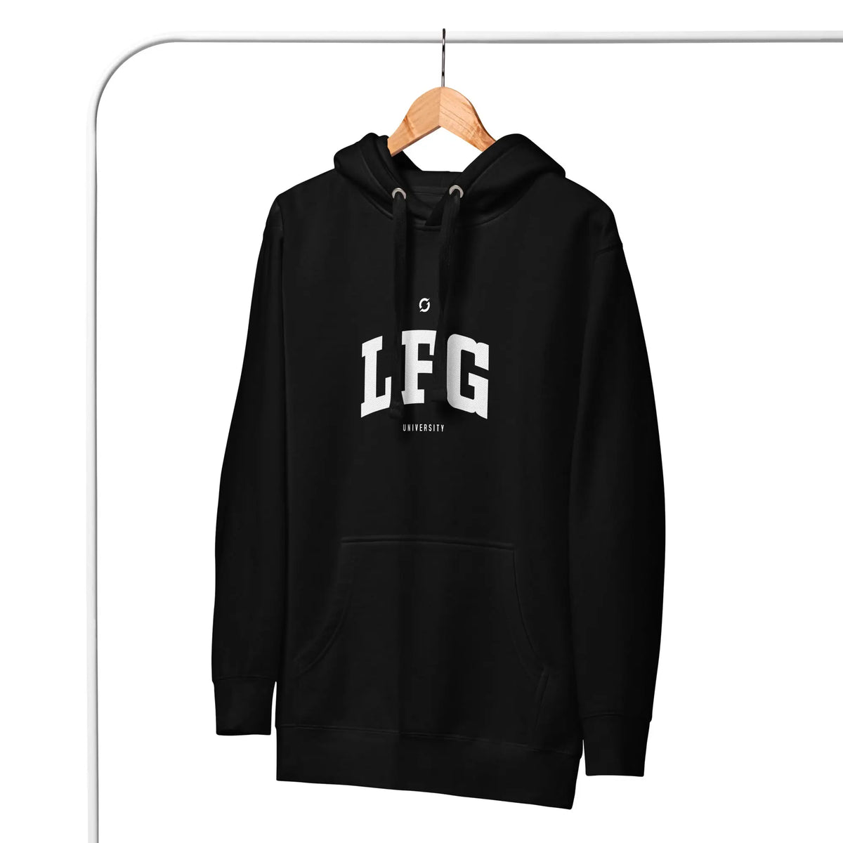 LFG White Print - black pullover hoodie, front view (2)