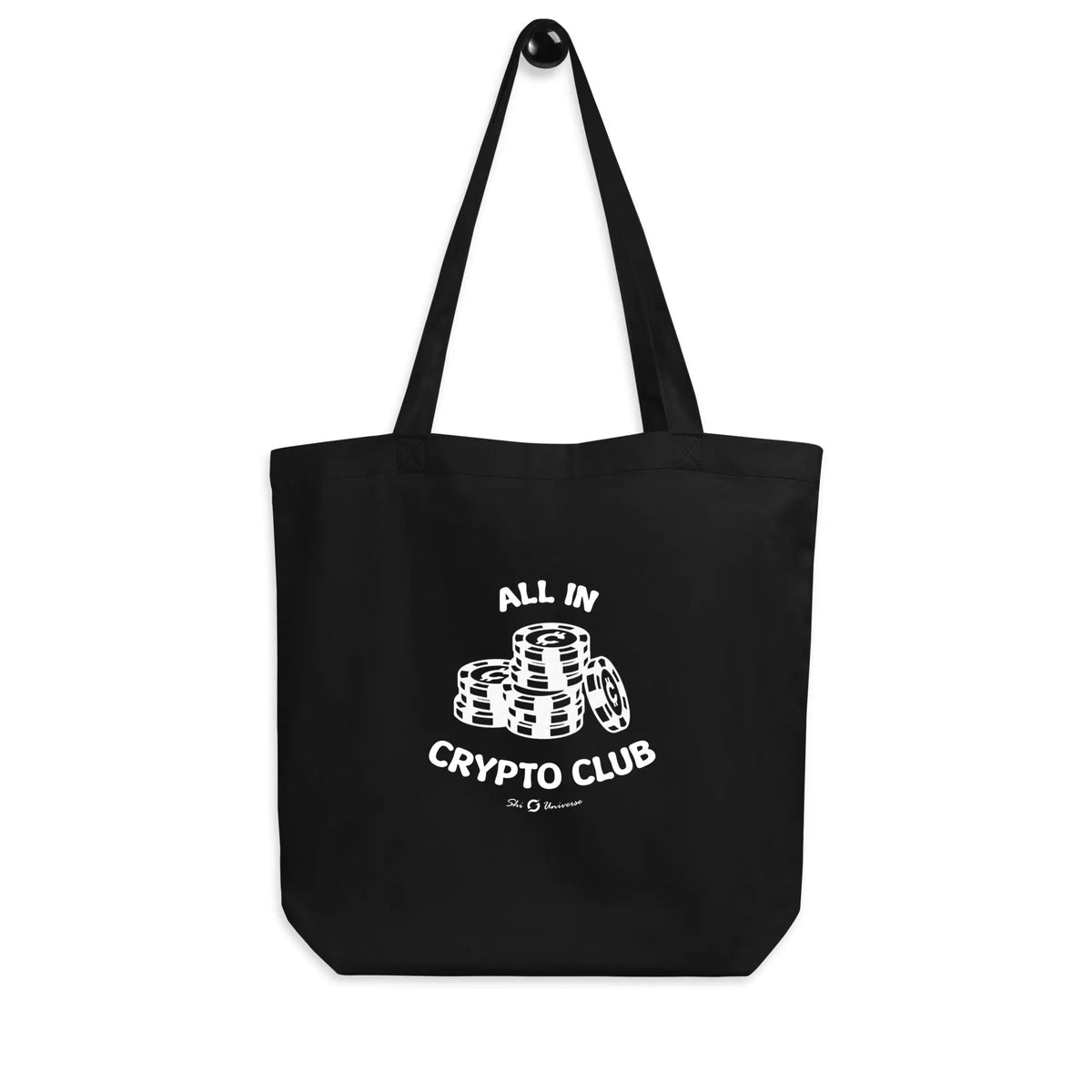 All in Crypto Bag (small) - black tote bag, front view