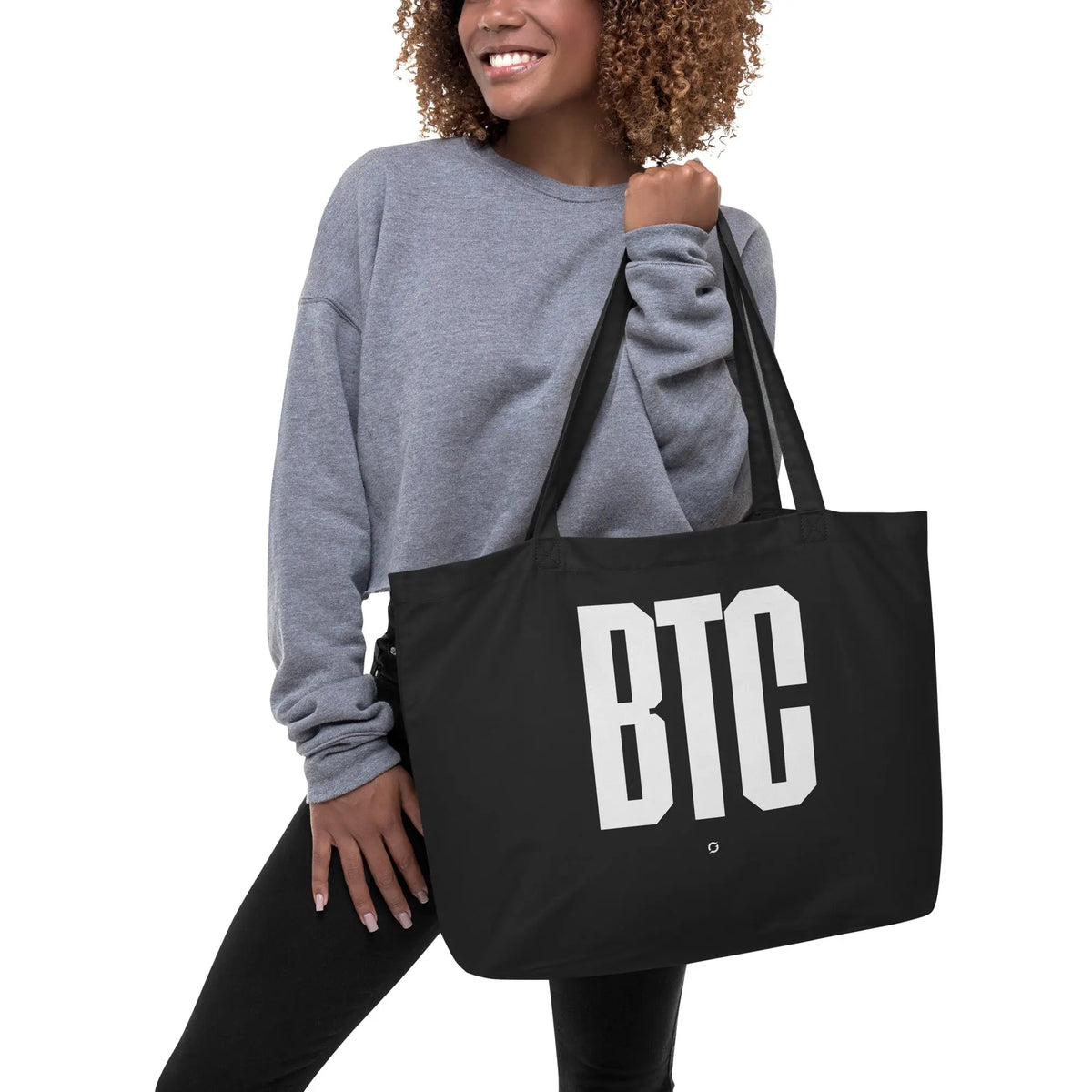 BTC ICONIC BAG (large) - black large tote bag, front view (2)