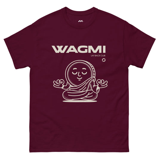 WAGMI bold T-Shirt - maroon classic tee, front view