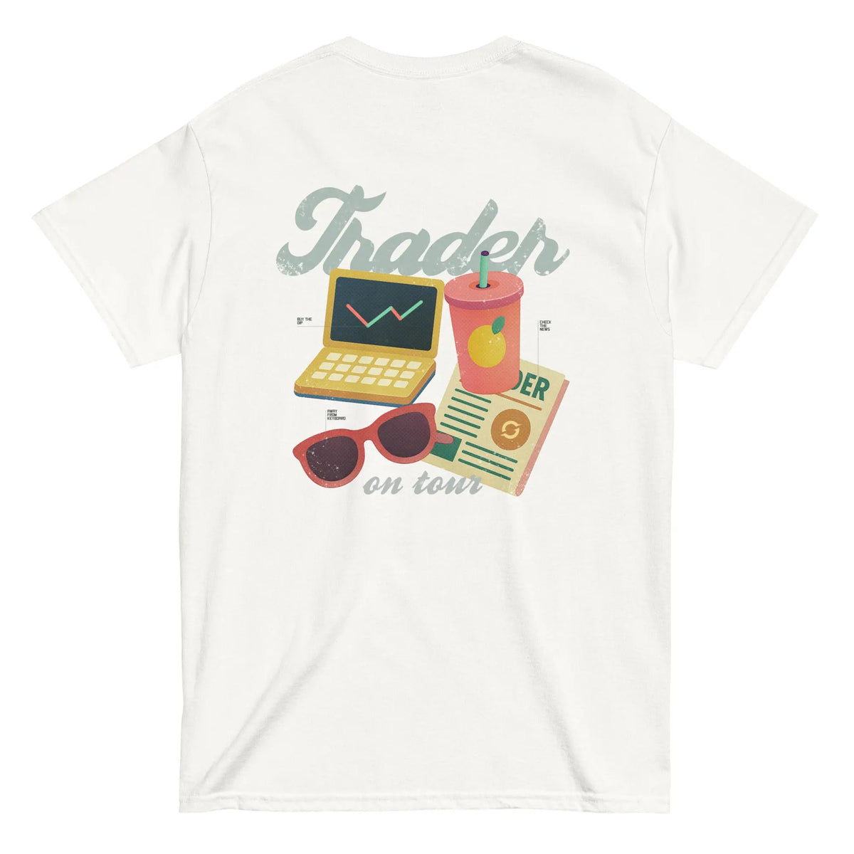 Trader on Tour Shirt - white classic tee, back view