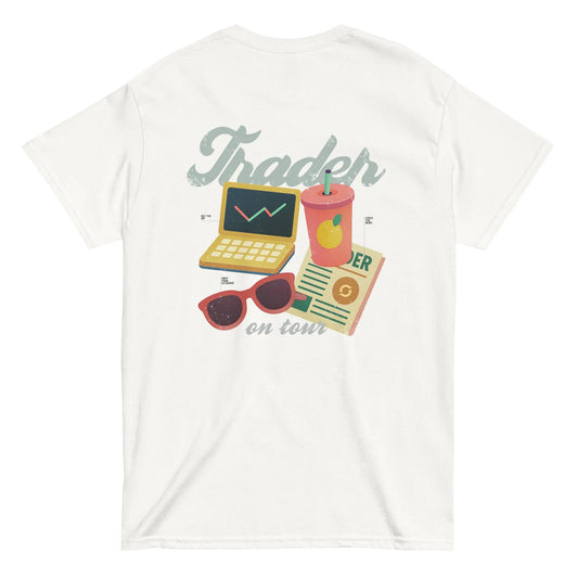 Trader on Tour Shirt - white classic tee, back view