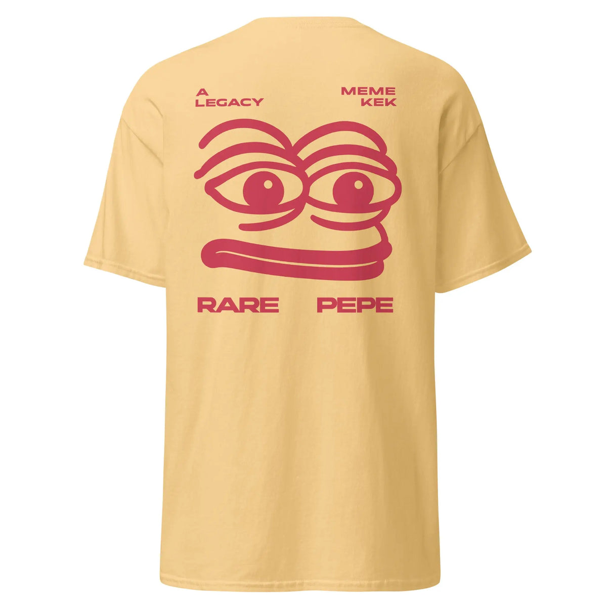 Rare Pepe Shirt - yellow haze classic tee, back view (2)