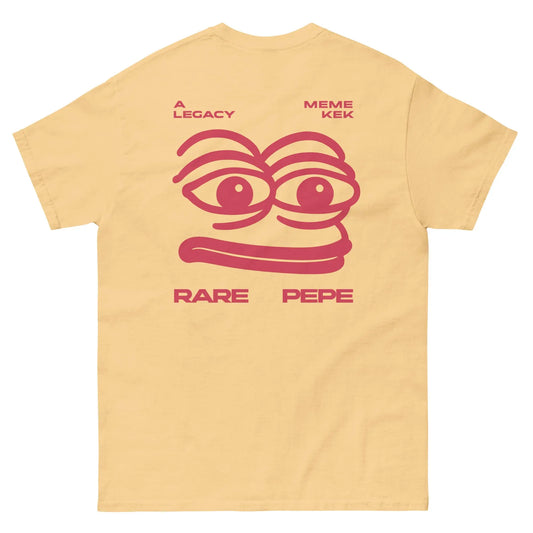 Rare Pepe Shirt - yellow haze classic tee, back view