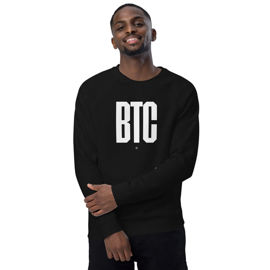 BTC Sweatshirt - black raglan sweatshirt, front view