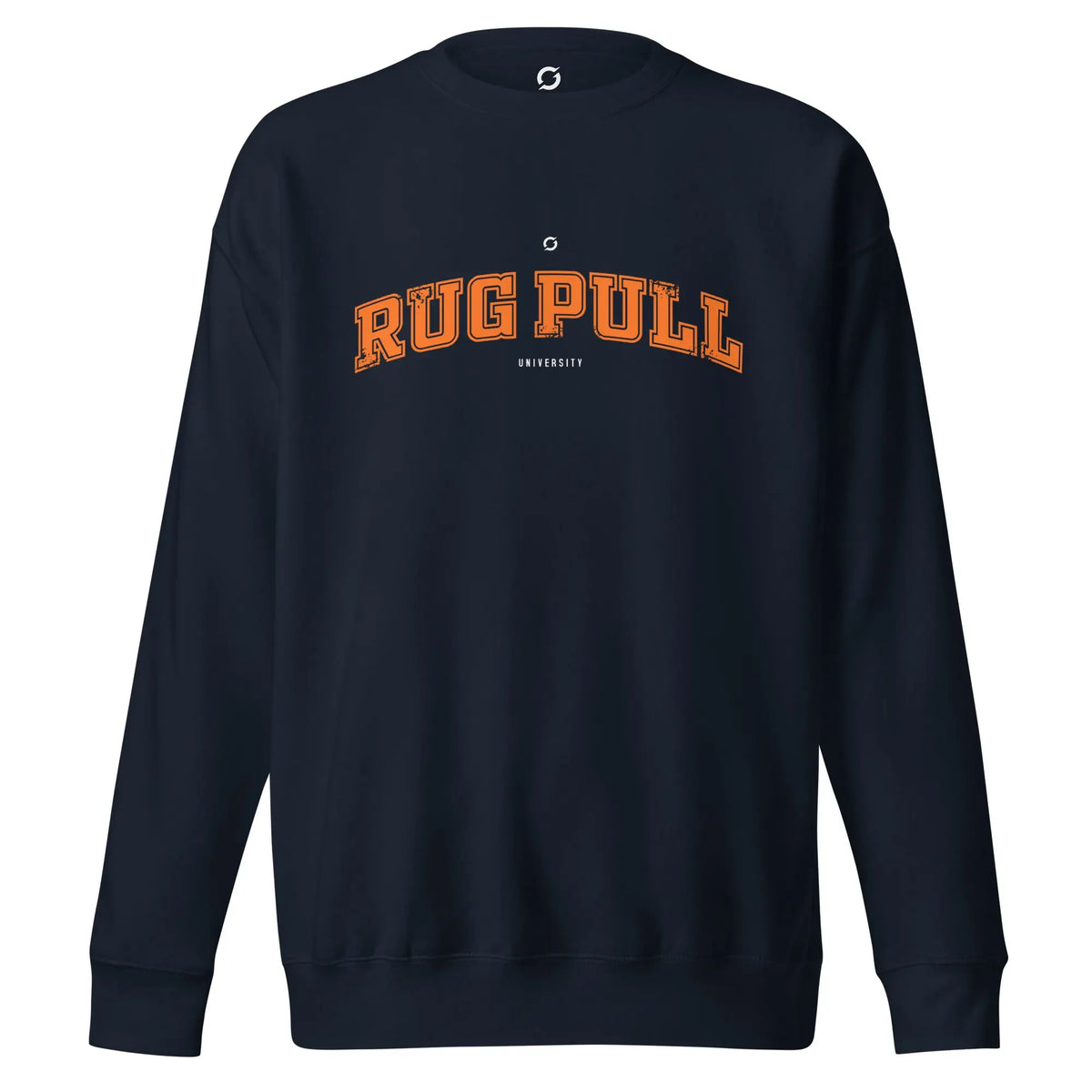 Rug Pull University Sweater - navy blazer premium sweatshirt, front view (3)