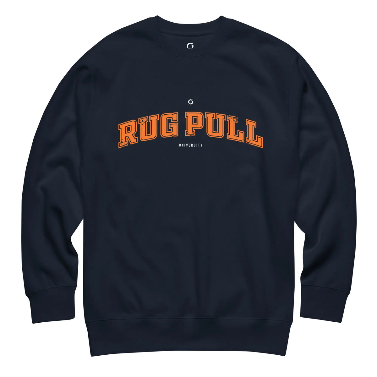 Rug Pull University Sweater - navy blazer premium sweatshirt, front view (2)