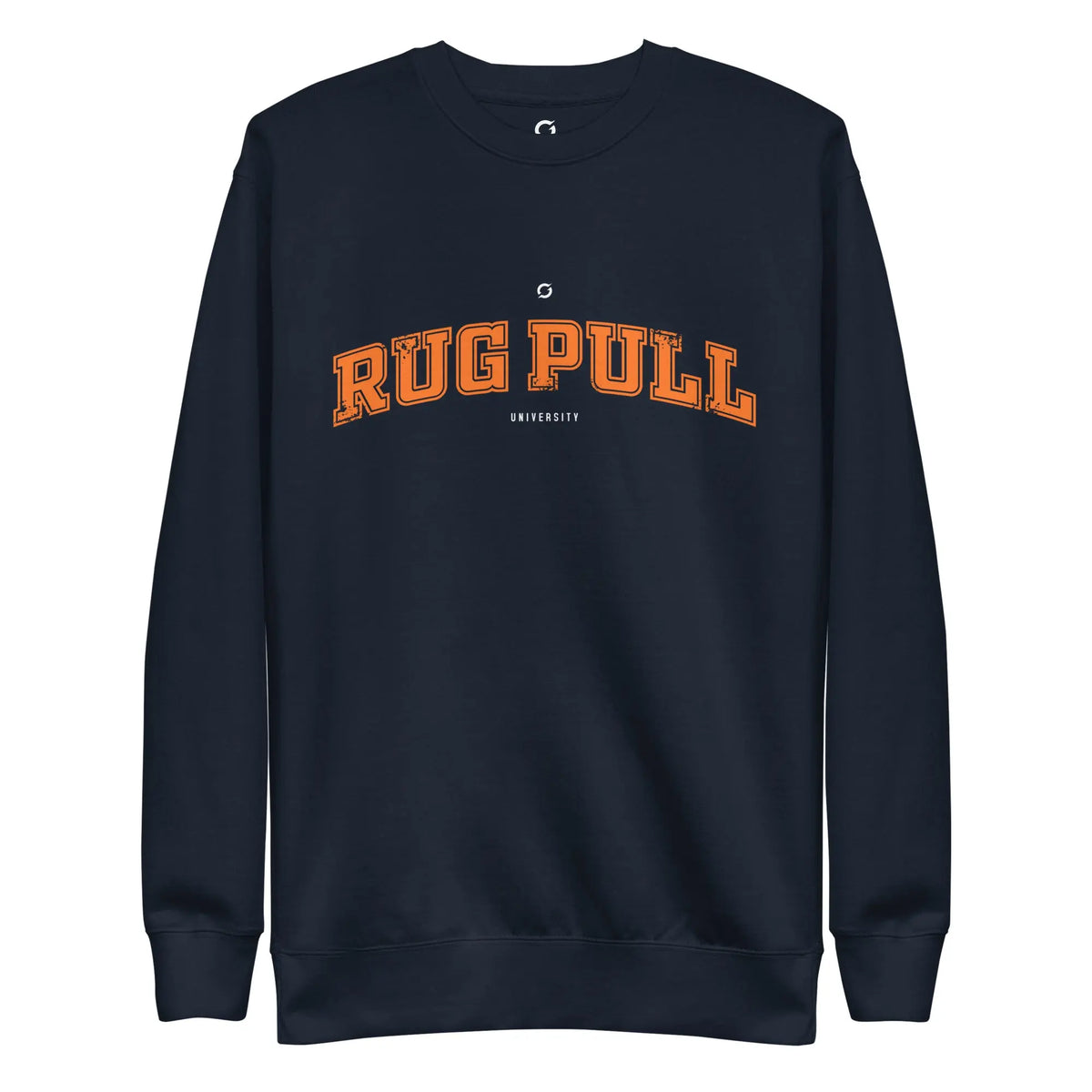 Rug Pull University Sweater - navy blazer premium sweatshirt, front view