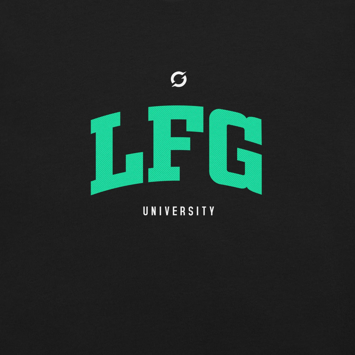 LFG Green Print Shirt - black staple tee, front view (2)