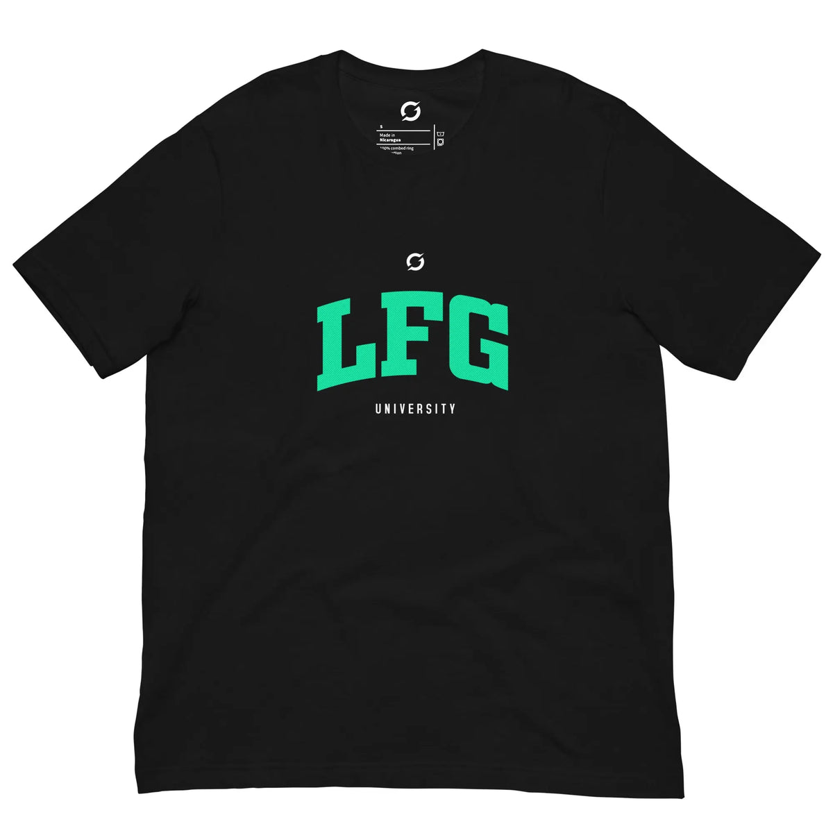 LFG Green Print Shirt - black staple tee, front view (3)