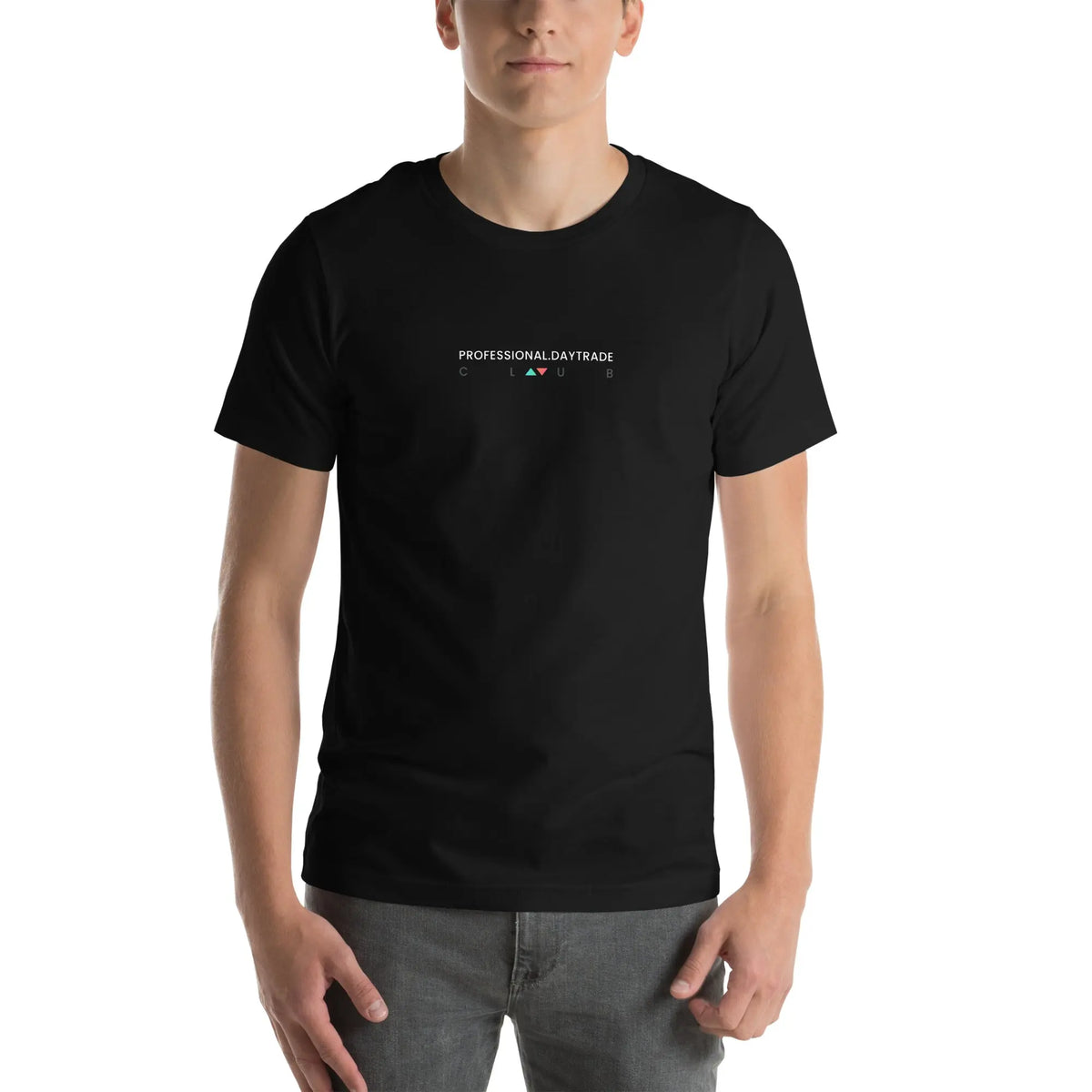 DayTrade Club Shirt - black staple tee, front view (4)