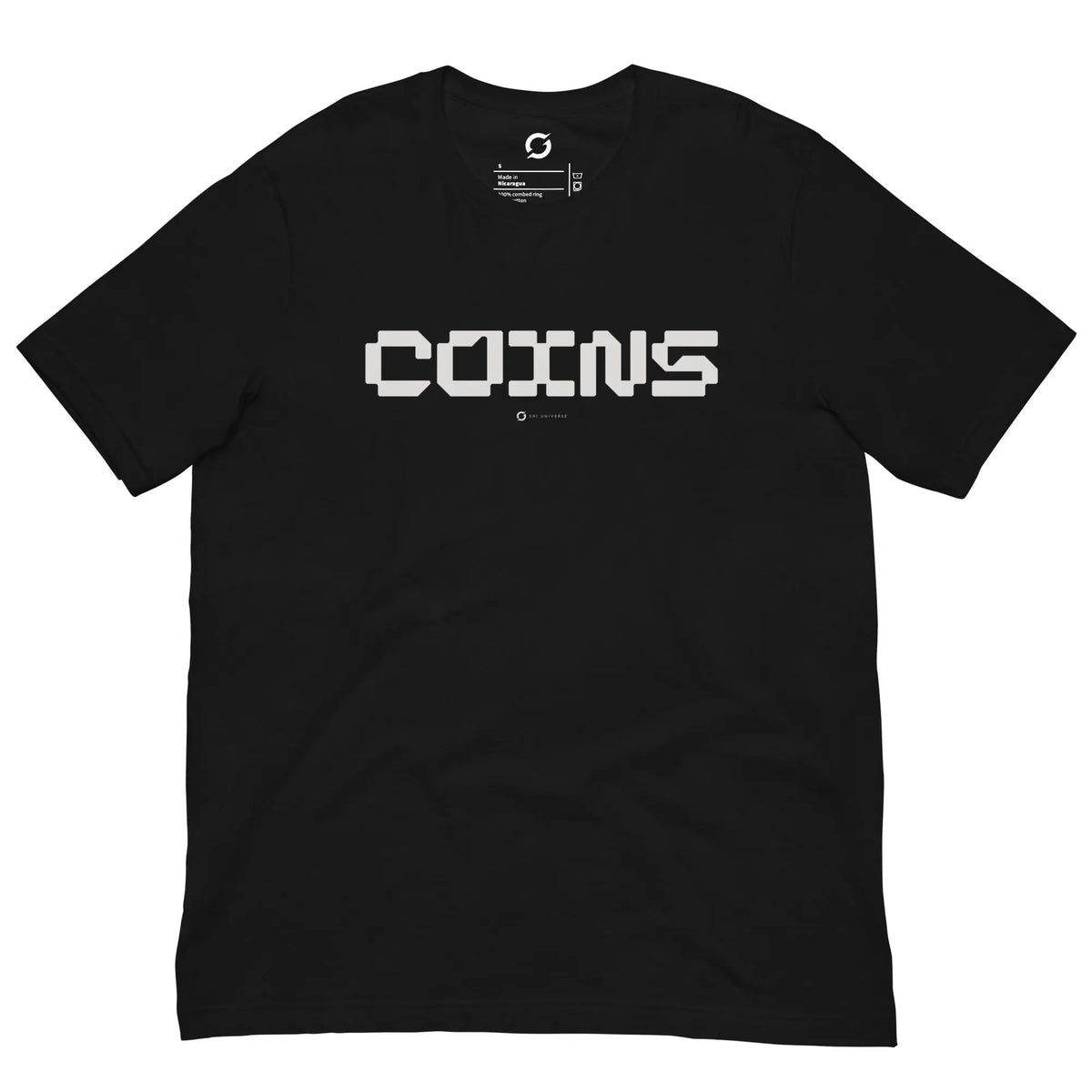 COINS Shirt - black staple tee, front view (2)