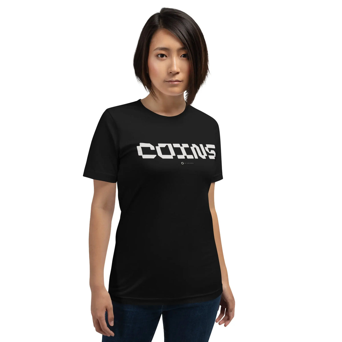 COINS Shirt - black staple tee, front view (3)