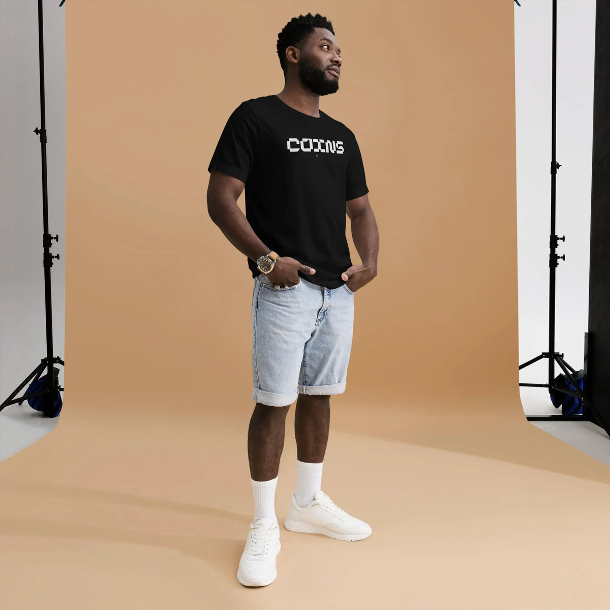 COINS Shirt - black staple tee, front view (4)