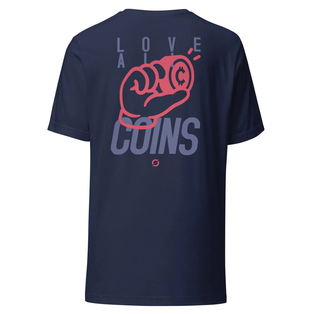 Love All Coins Shirt - Navy - navy staple tee, back view