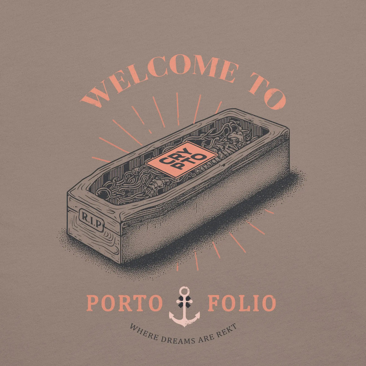 Welcome to Porto Back Print - Pebble - pebble staple tee, back view