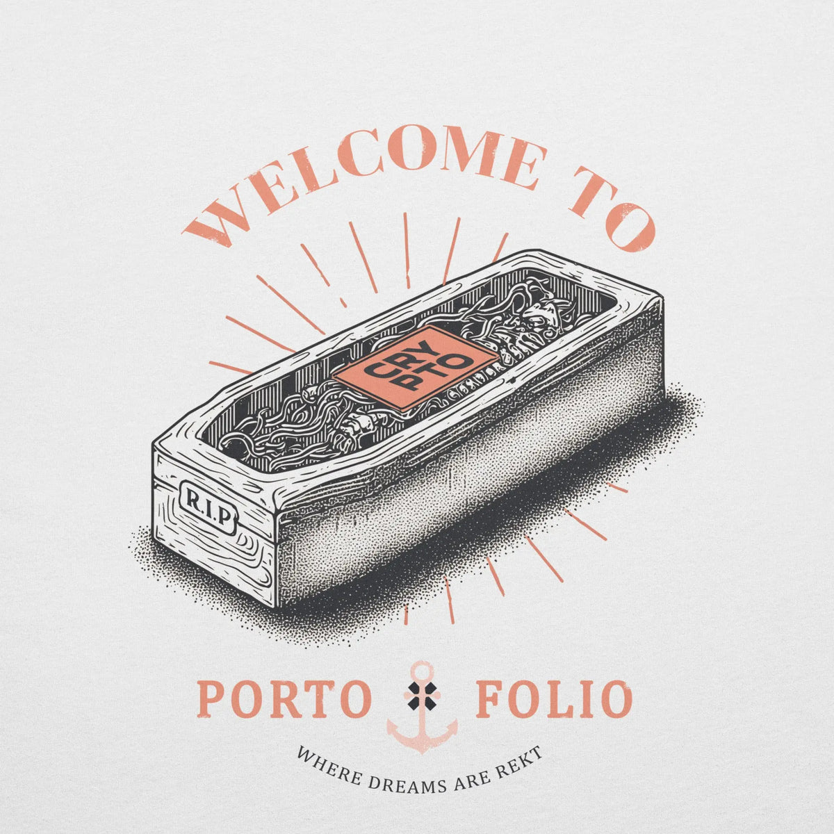Welcome to Porto Back Print - White - solid white blend staple tee, back view (2)