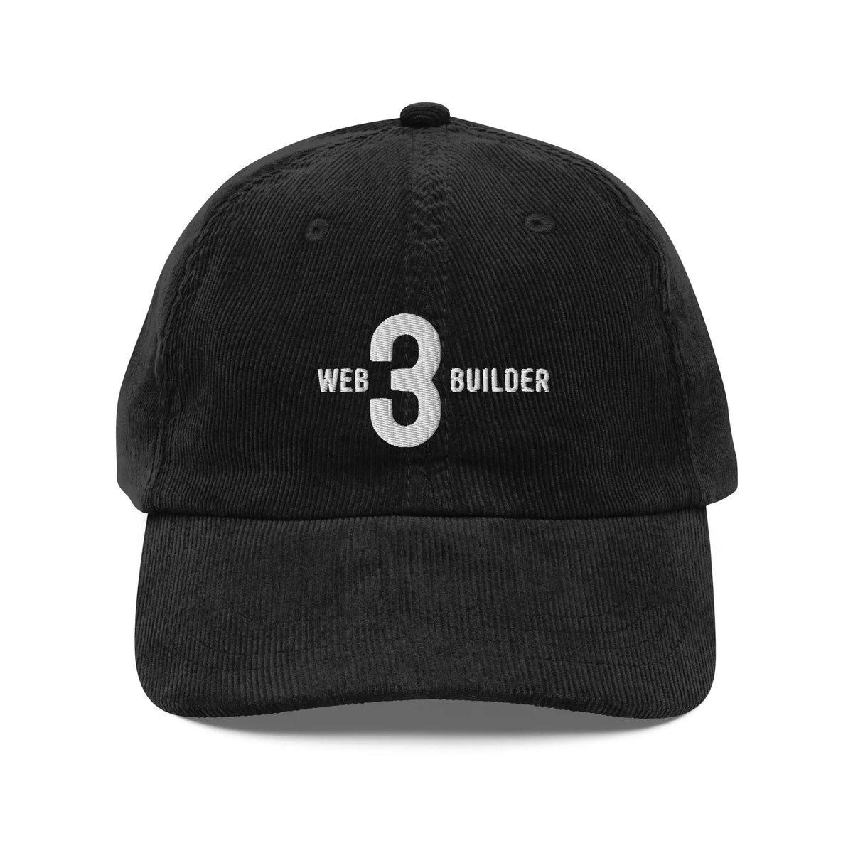 Web 3 builder Cap - black corduroy cap, front view