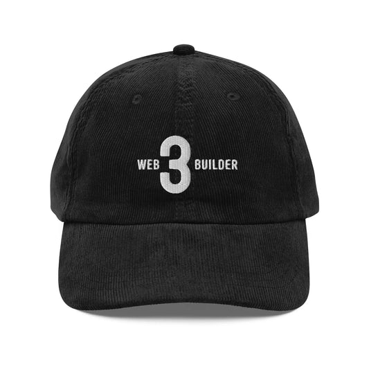 Web 3 builder Cap - black corduroy cap, front view