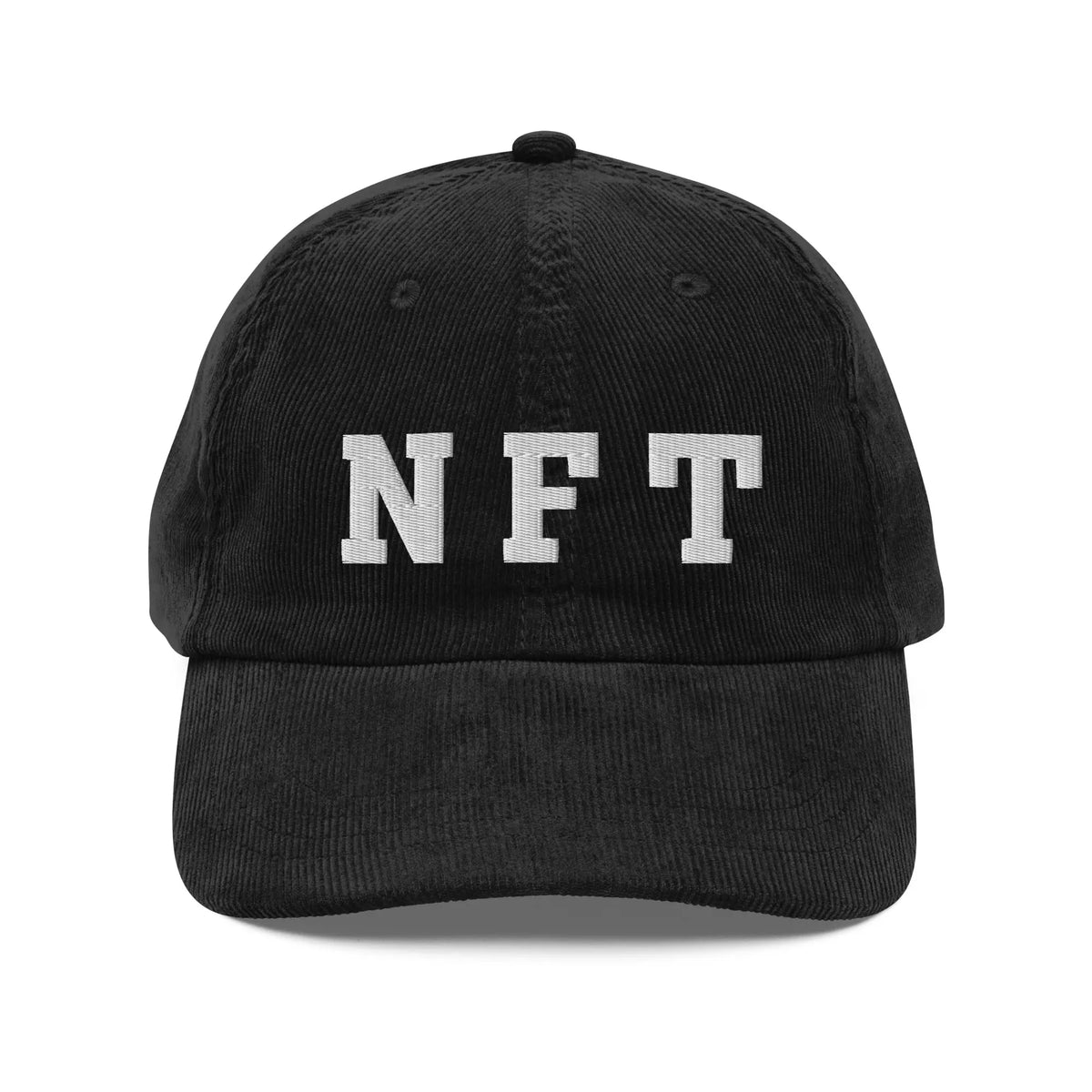 NFT VINTAGE CORD CAP - black corduroy cap, front view