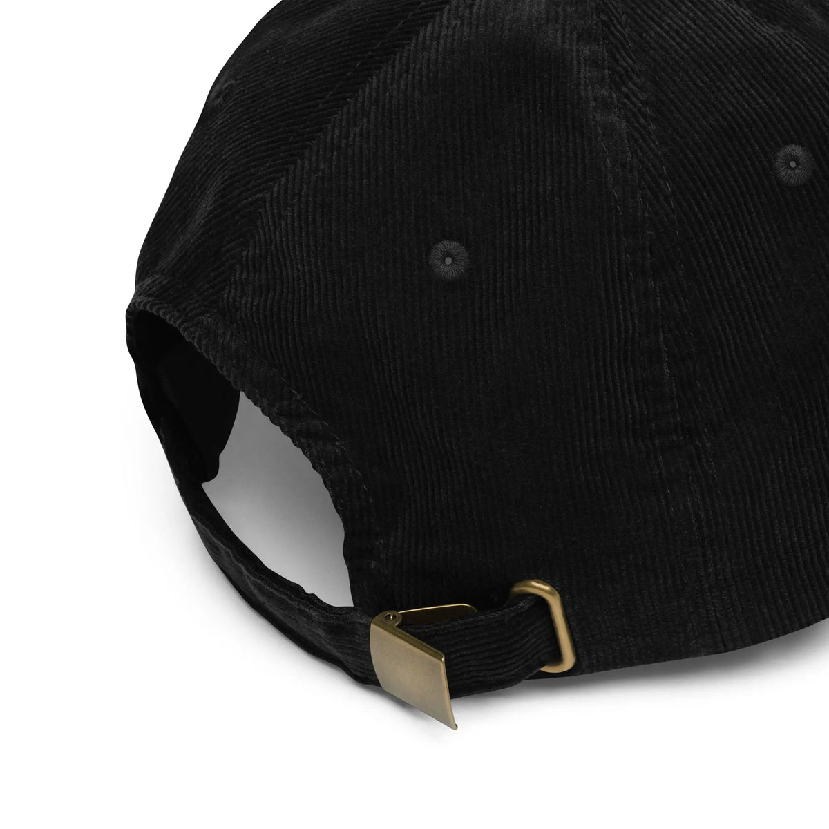 Crypto Bro Cap - black corduroy cap, fabric and stitching detail