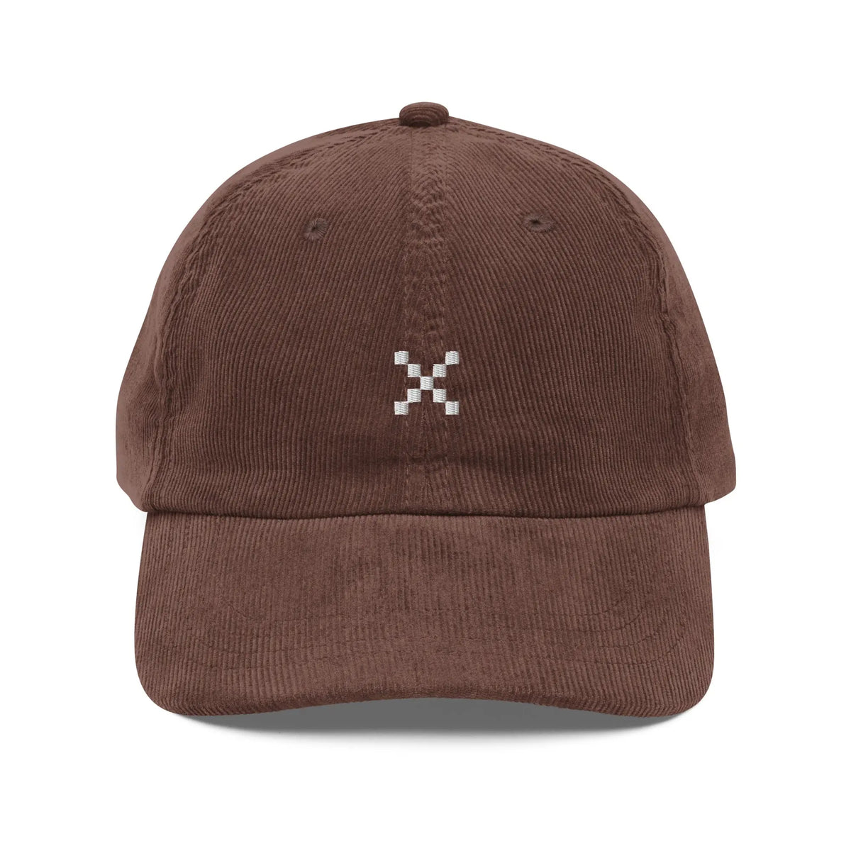 X Cap - brown corduroy cap, front view