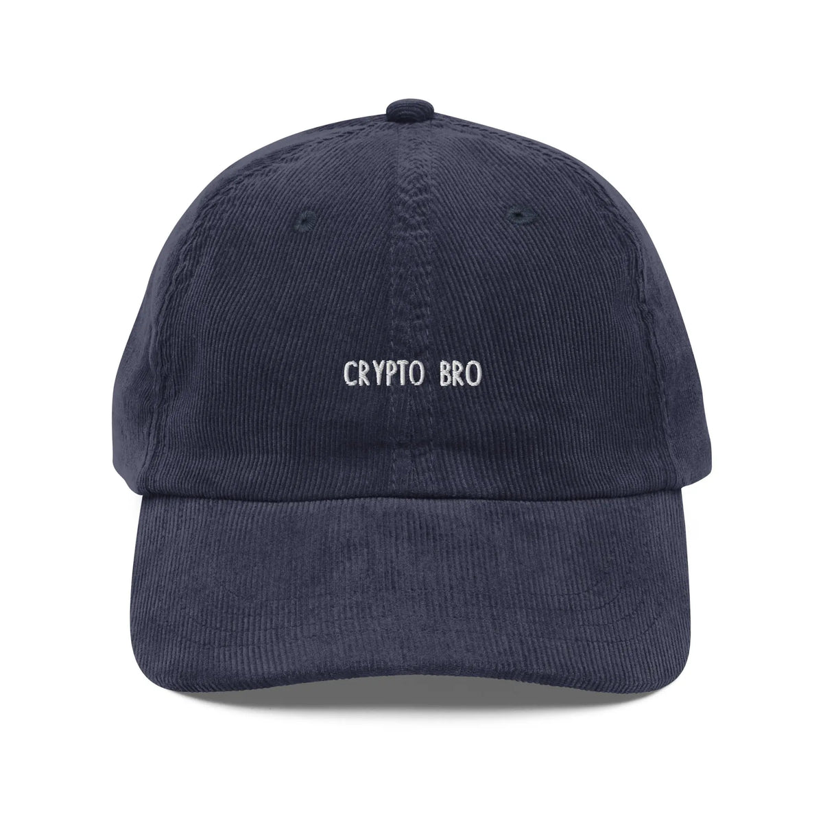 Crypto Bro Cap - navy corduroy cap, front view