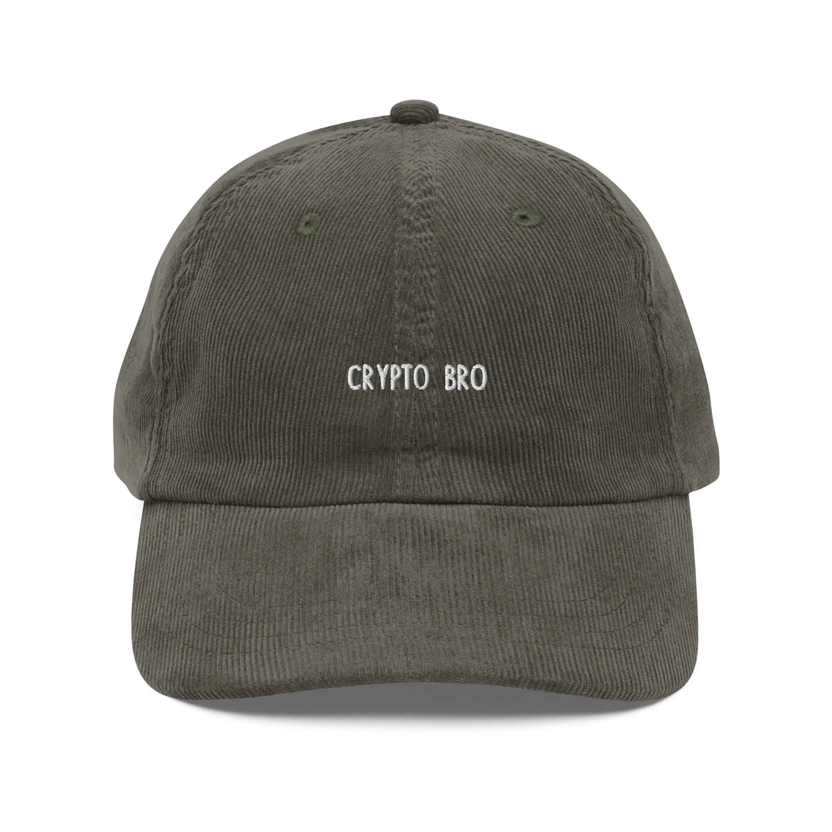 Crypto Bro Cap - olive corduroy cap, front view
